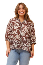 JAXIE LEAF PRINT TOP