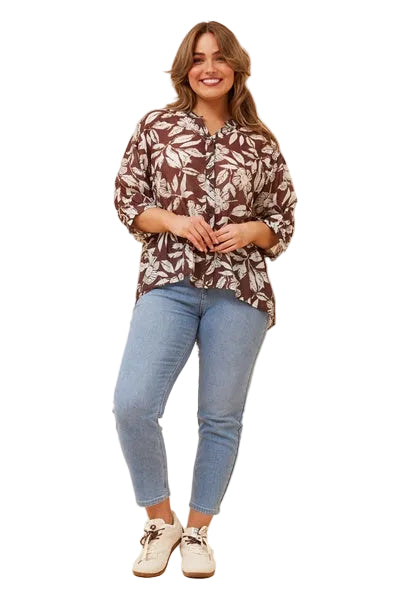 JAXIE LEAF PRINT TOP