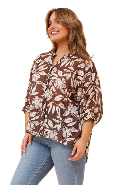 JAXIE LEAF PRINT TOP