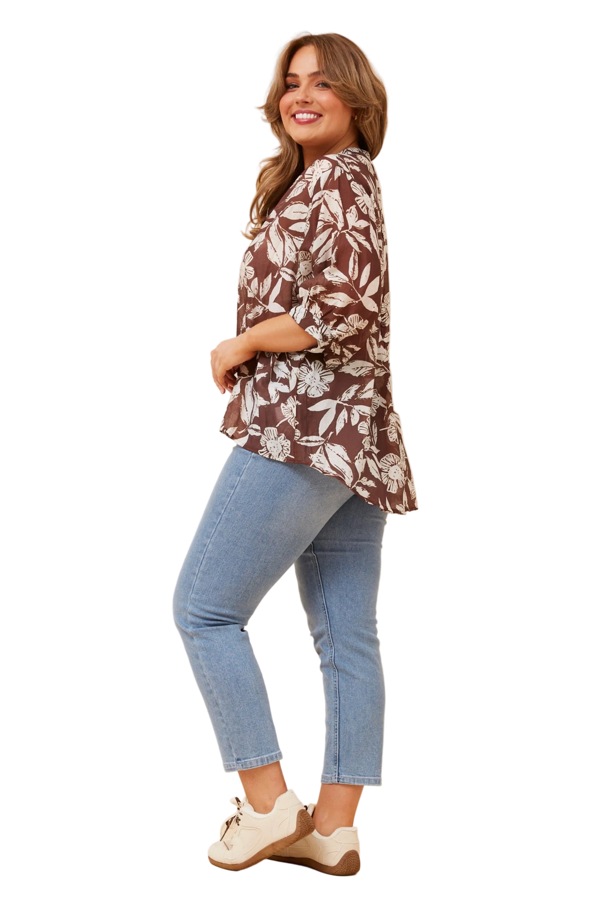 JAXIE LEAF PRINT TOP