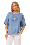 CIENNA TOP IN DENIM BLUE