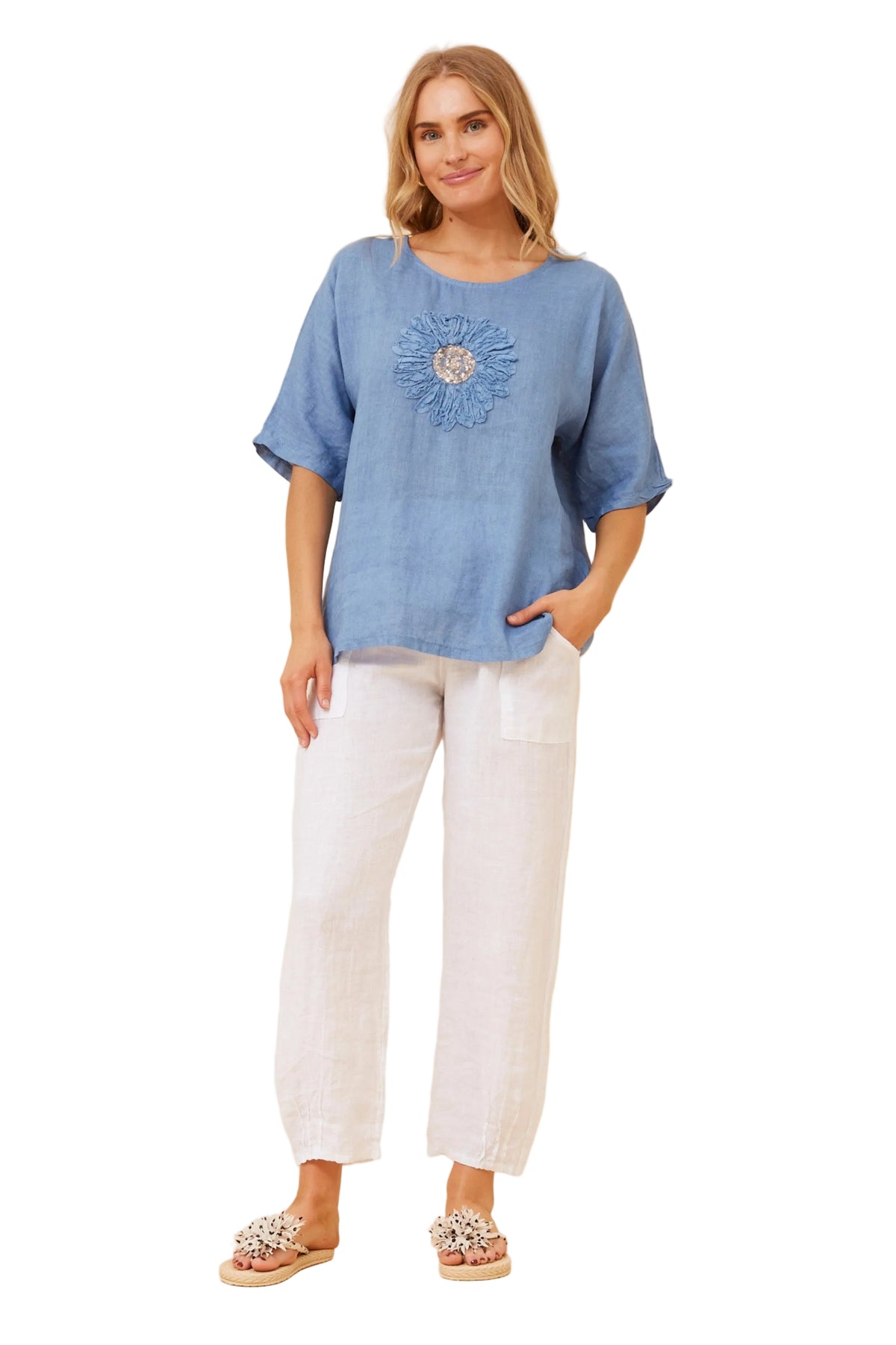 CIENNA TOP IN DENIM BLUE