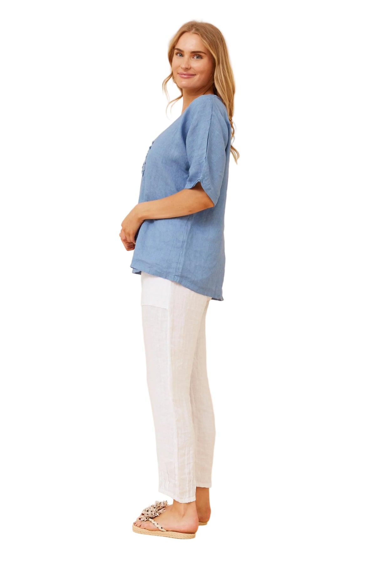 CIENNA TOP IN DENIM BLUE