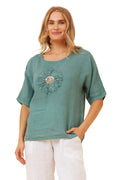 CIENNA TOP IN TIFFANY BLUE