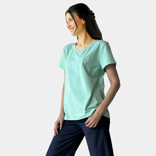 APPLE GREEN V-NECK TEE