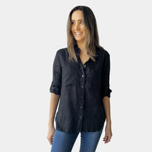 Load image into Gallery viewer, LINEN SHIRT BLACK
