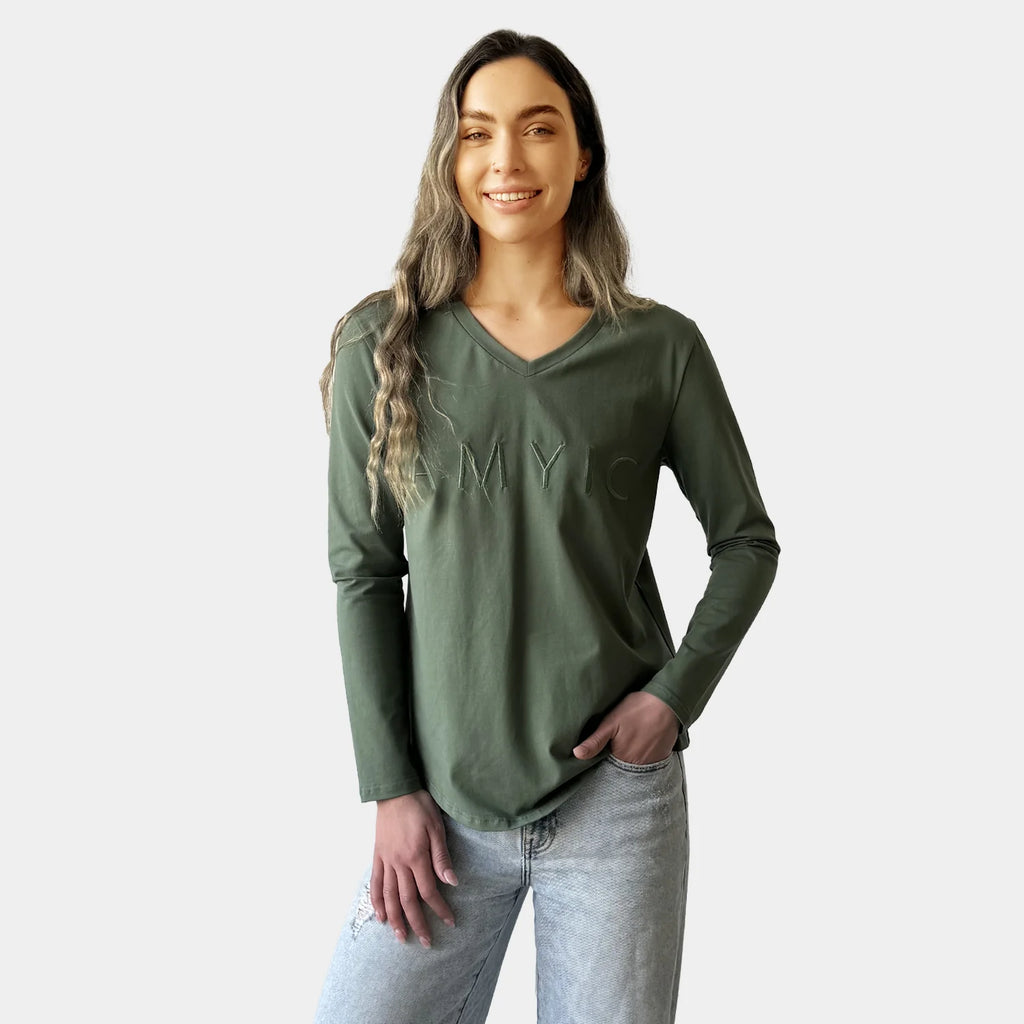 AMYIC KHAKI LONG SLEEVE TEE