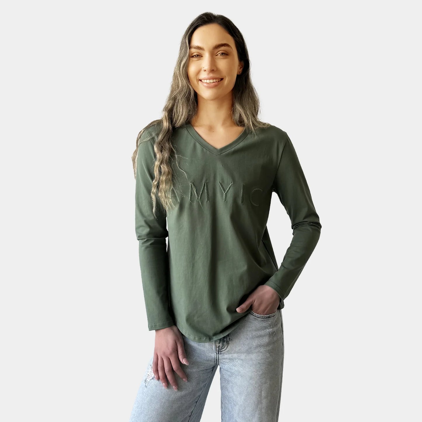 AMYIC KHAKI LONG SLEEVE TEE