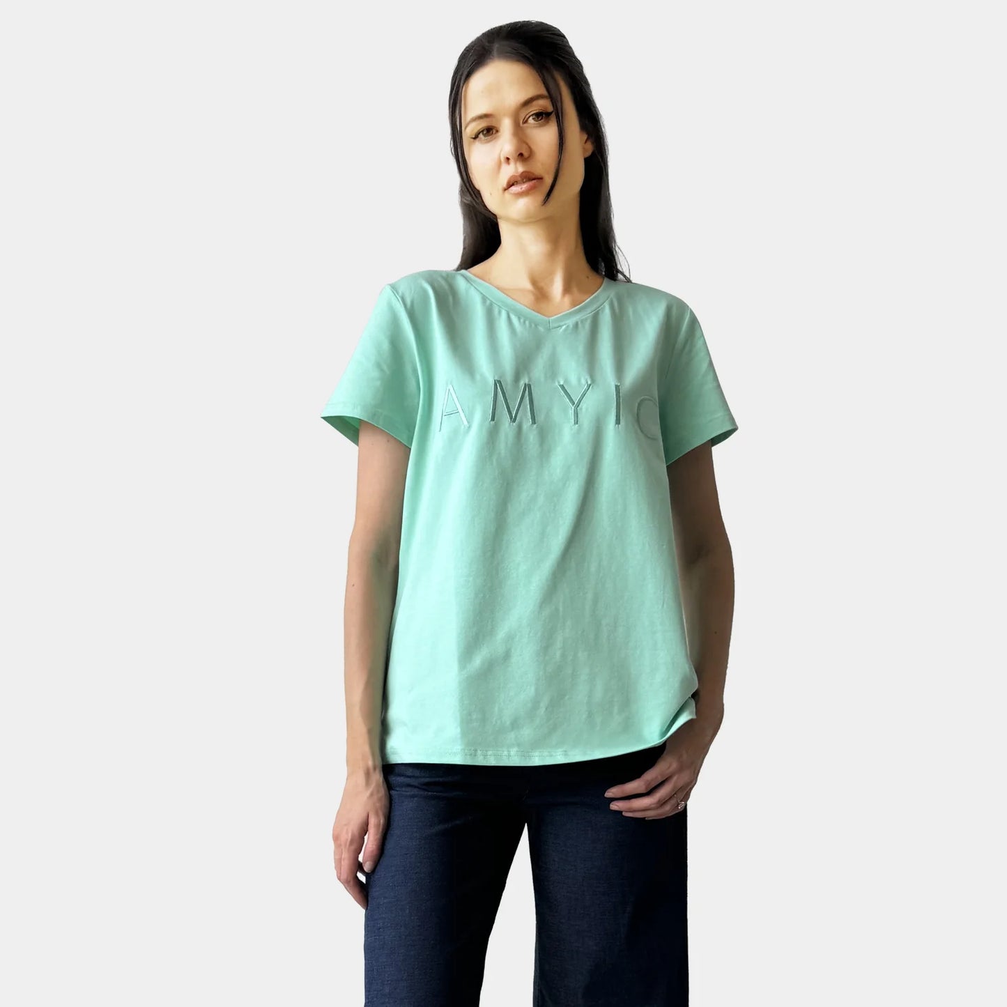 APPLE GREEN V-NECK TEE