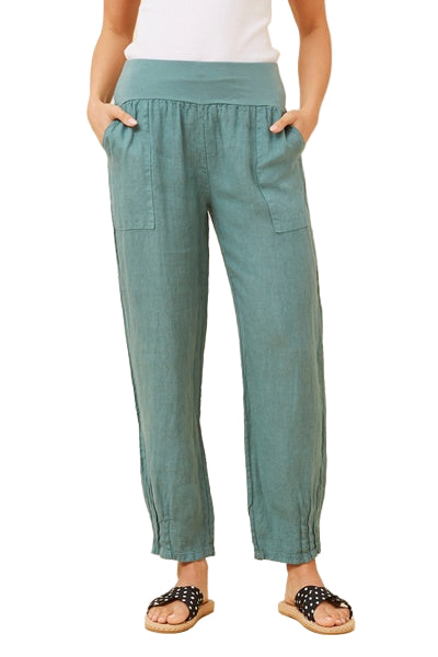 RILEY LINEN PANT IN LAGO