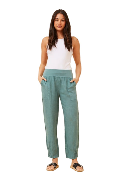 RILEY LINEN PANT IN LAGO