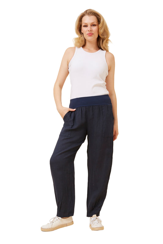 RILEY linen PANT IN NAVY