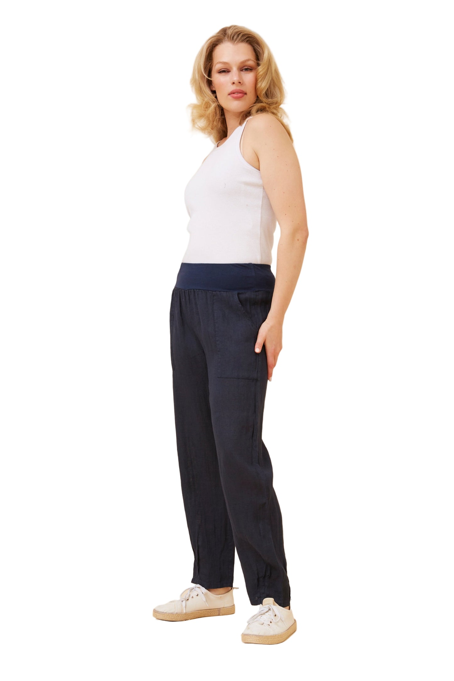 RILEY linen PANT IN NAVY