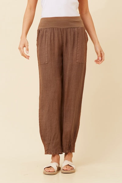 RILEY LINEN PANT IN TABACCO