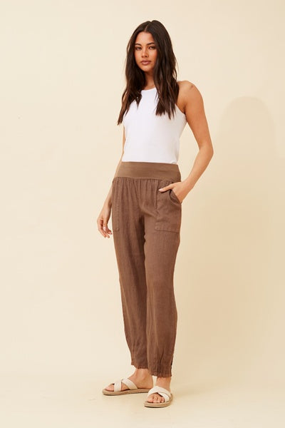 RILEY LINEN PANT IN TABACCO