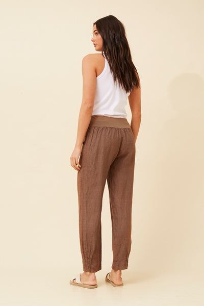 RILEY LINEN PANT IN TABACCO