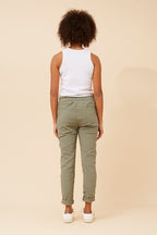 SEQUIN PATCH PANT IN KHAKI