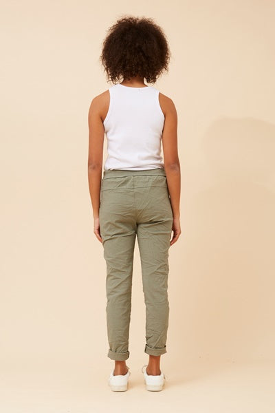 SEQUIN PATCH PANT IN KHAKI