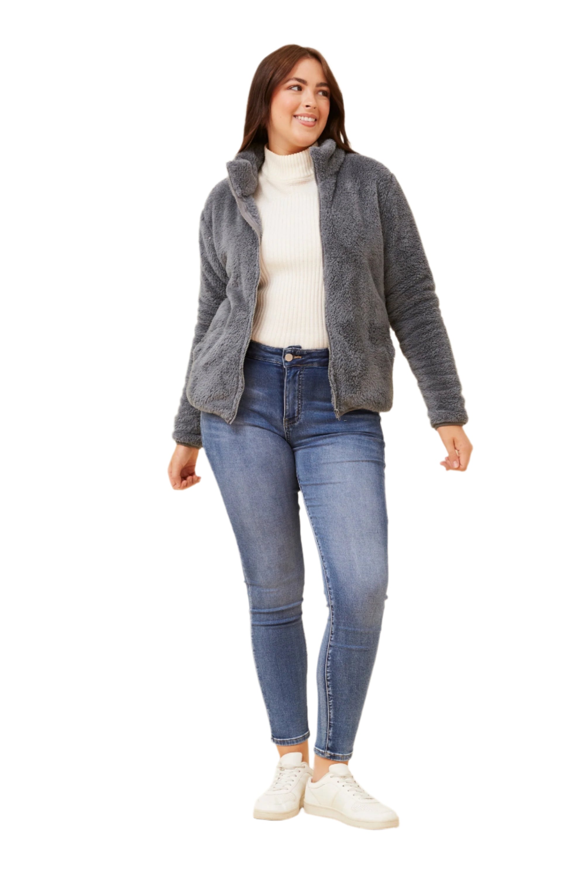 ZIP UP JACKET IN PEWTER