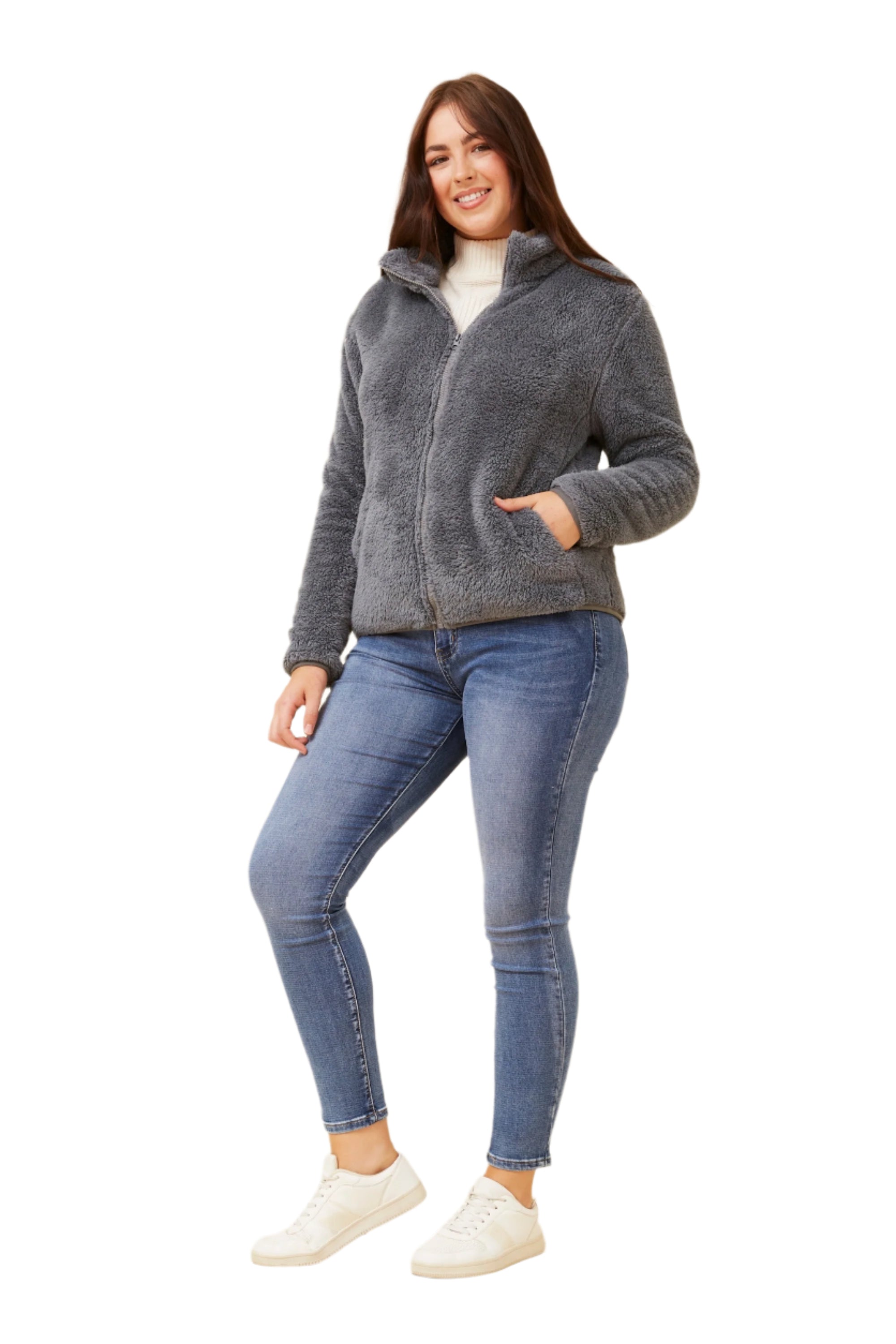 ZIP UP JACKET IN PEWTER