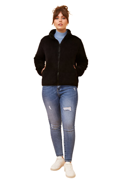 ZIP UP JACKET IN BLACK
