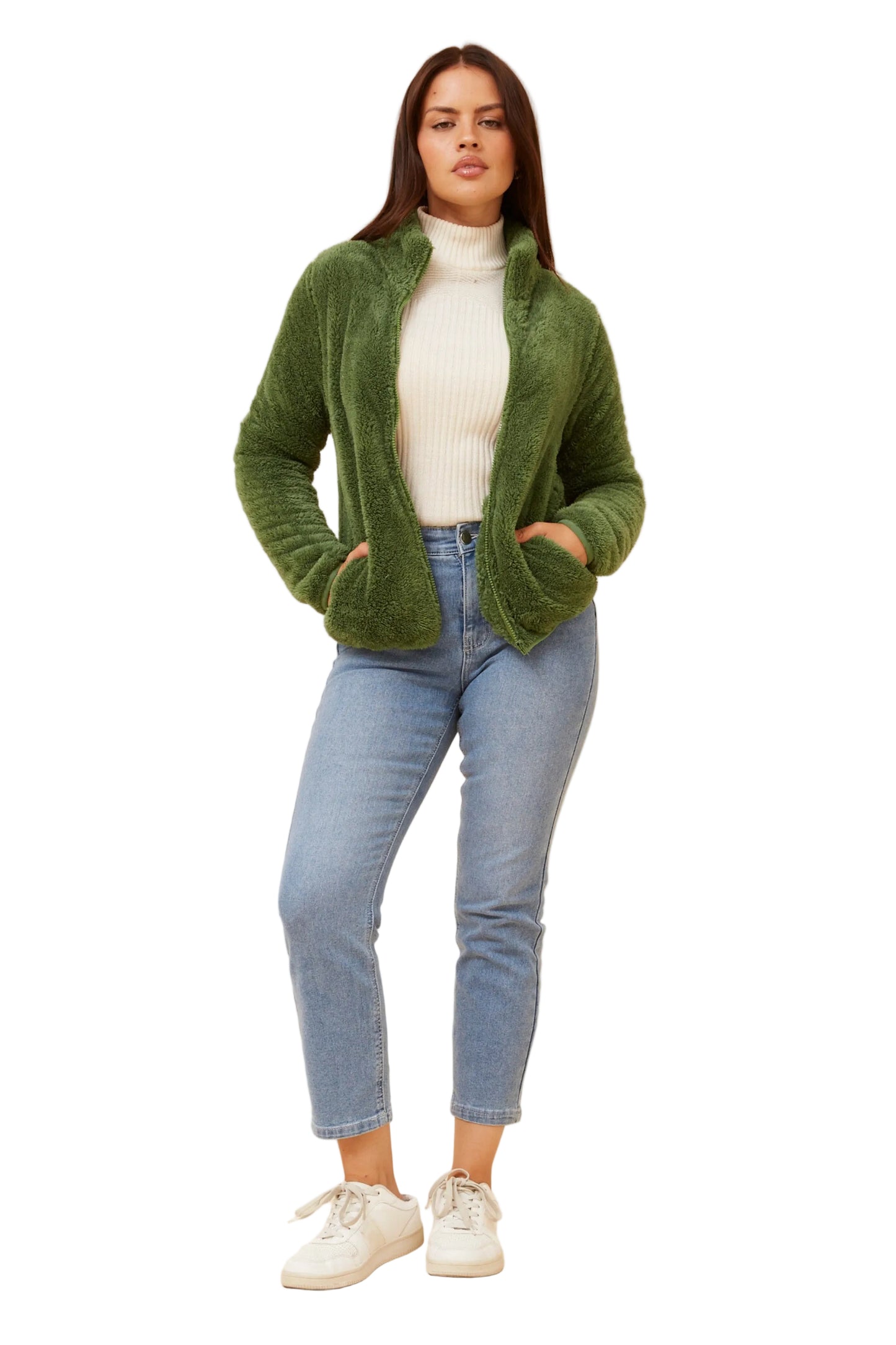 ZIP UP JACKET IN ARTICHOKE