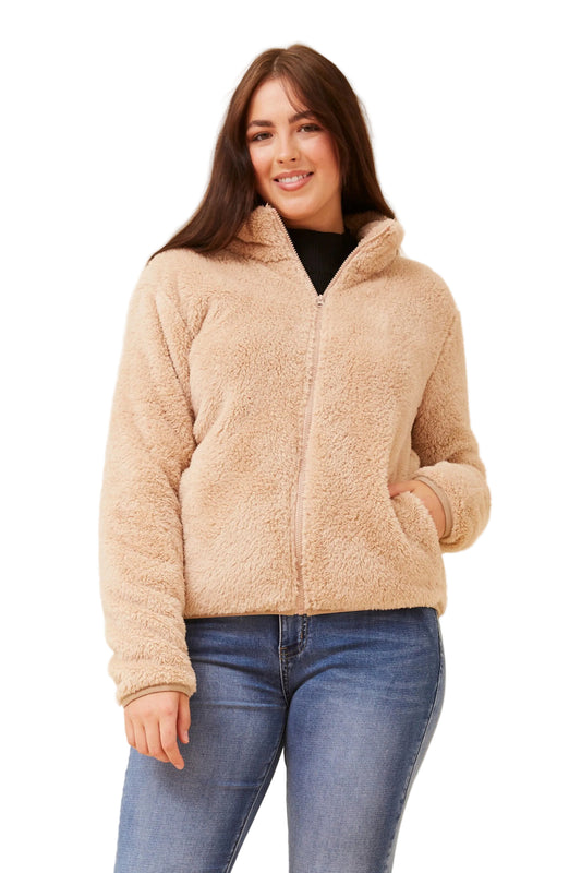 TEDDY ZIP JACKET IN CLAY
