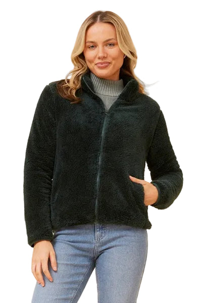 ZIP UP JACKET IN FOREST GREEN