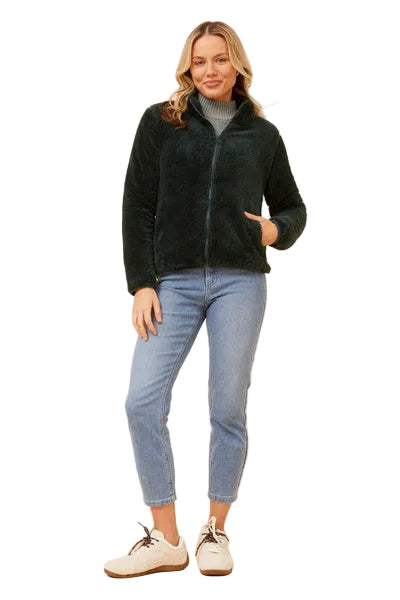 ZIP UP JACKET IN FOREST GREEN