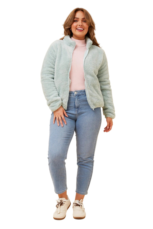 TEDDY ZIP JACKET IN MINT