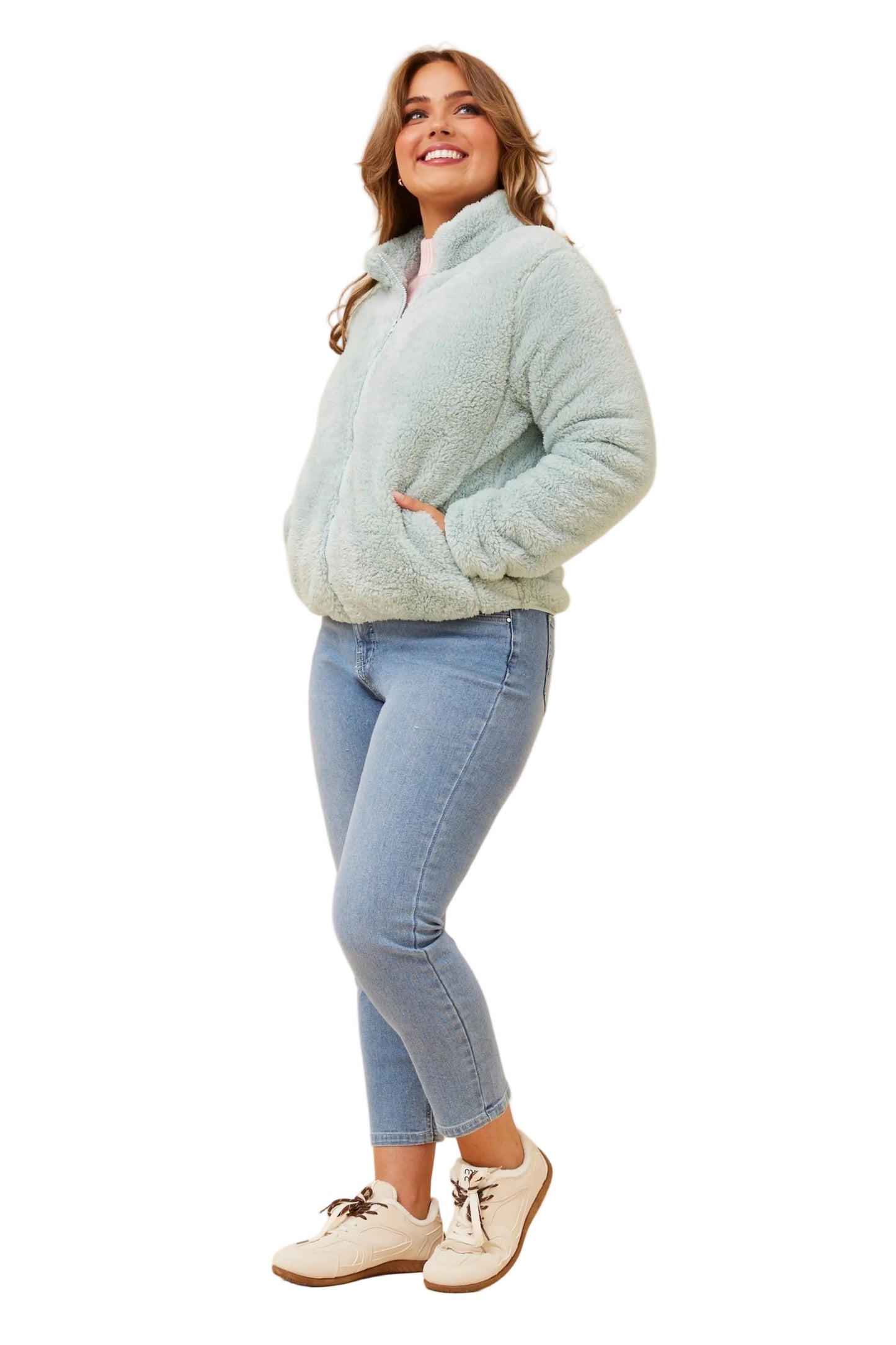 TEDDY ZIP JACKET IN MINT