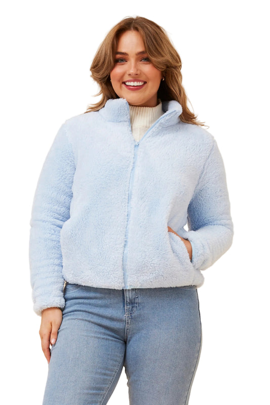 TEDDY ZIP JACKET IN SKYLIGHT