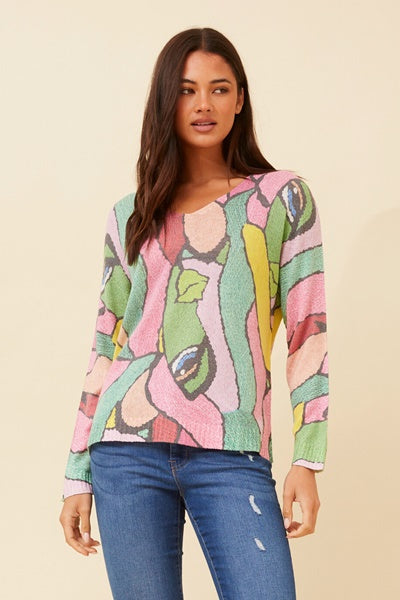 NEAVE PINK ABSTRACT KNIT