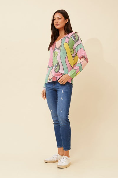 NEAVE PINK ABSTRACT KNIT