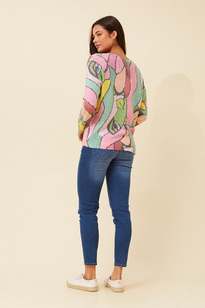 NEAVE PINK ABSTRACT KNIT