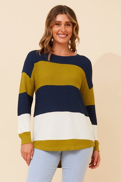 MEL BLOCK STRIPE OLIVE