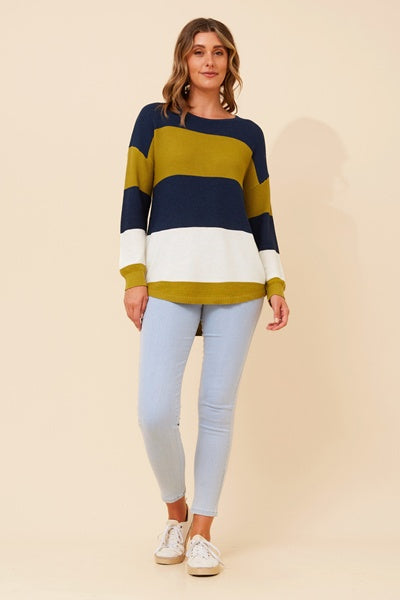 MEL BLOCK STRIPE OLIVE