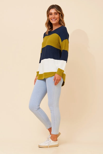 MEL BLOCK STRIPE OLIVE