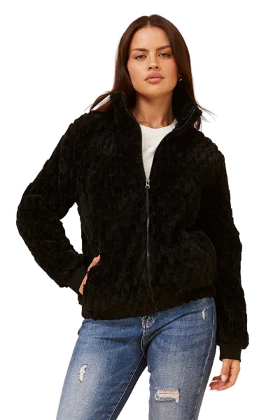 JAMIE FUR JACKET IN BLACK