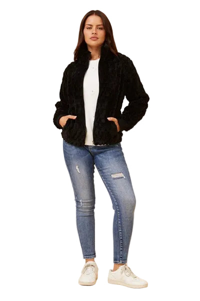 JAMIE FUR JACKET IN BLACK