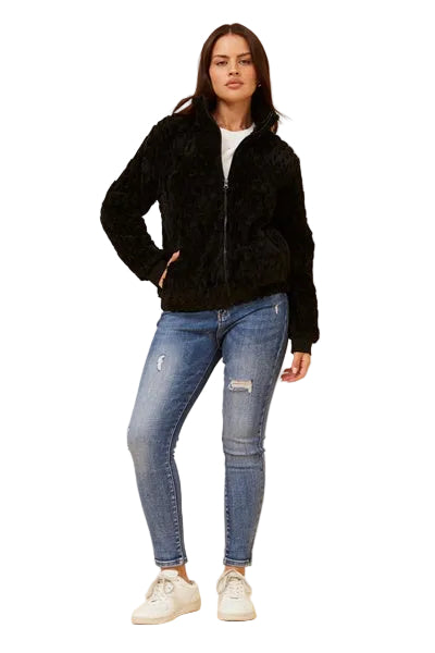 JAMIE FUR JACKET IN BLACK