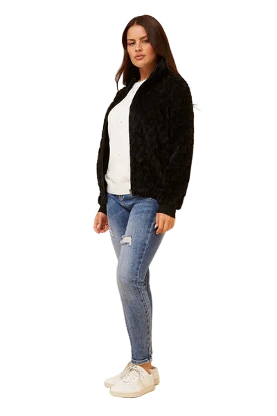 JAMIE FUR JACKET IN BLACK