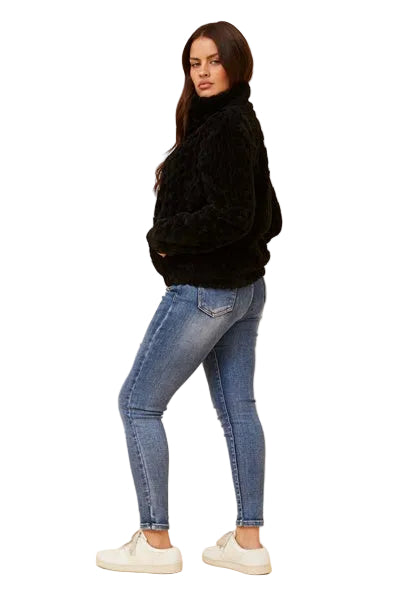 JAMIE FUR JACKET IN BLACK