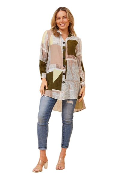 KATIE TUNIC SHIRT IN OLIVE