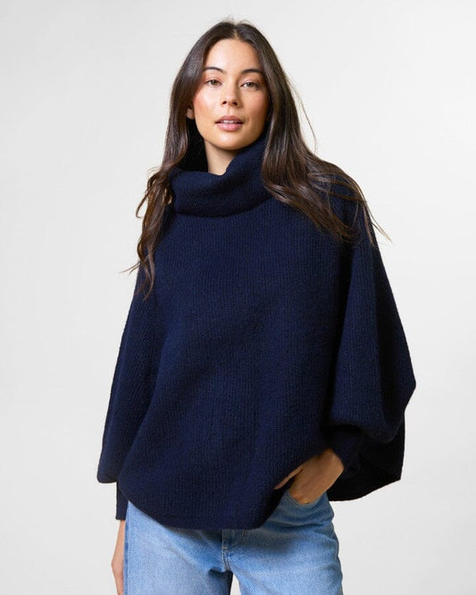 POLO NECK PONCH IN NAVY