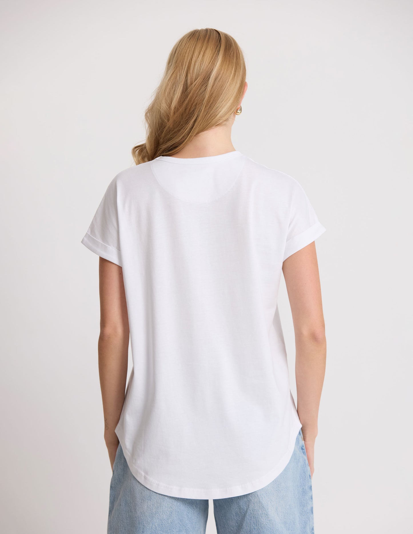 SOHO CUFF CREW TEE IN WHITE