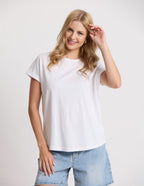 SOHO CUFF CREW TEE IN WHITE