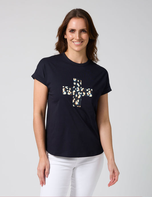 SOHO LEOPARD CROSS CUFF TEE