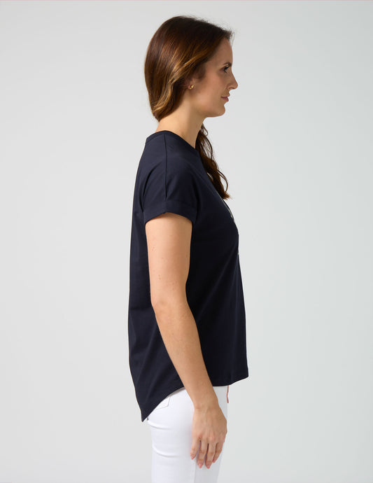 SOHO LEOPARD CROSS CUFF TEE