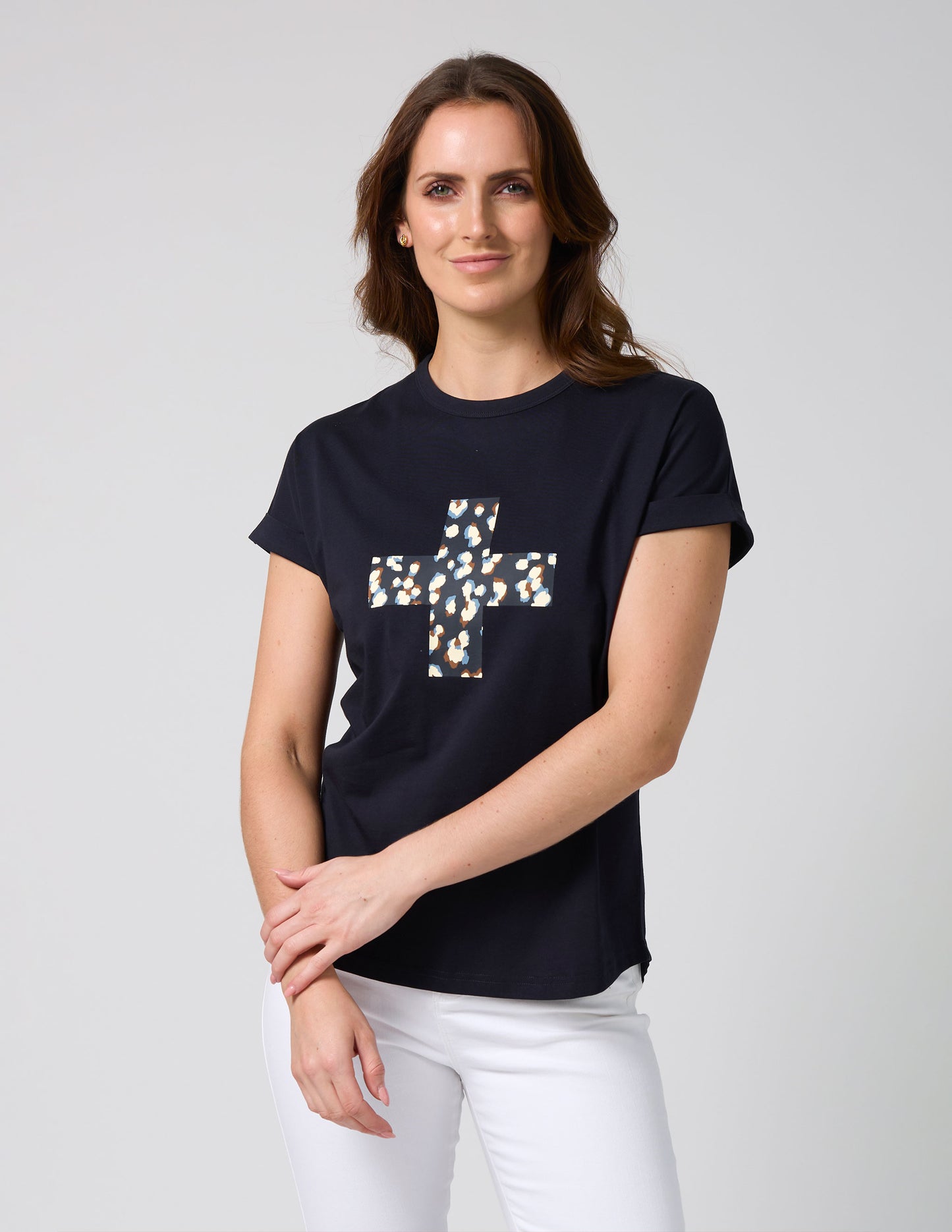 SOHO LEOPARD CROSS CUFF TEE